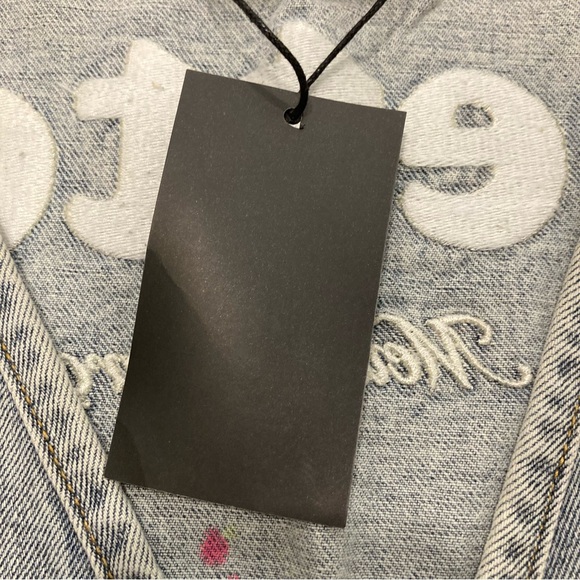 Men’s Light Wash Blue Jean Vest Neon Paint Splatter Open Front Pockets L - Picture 16 of 16